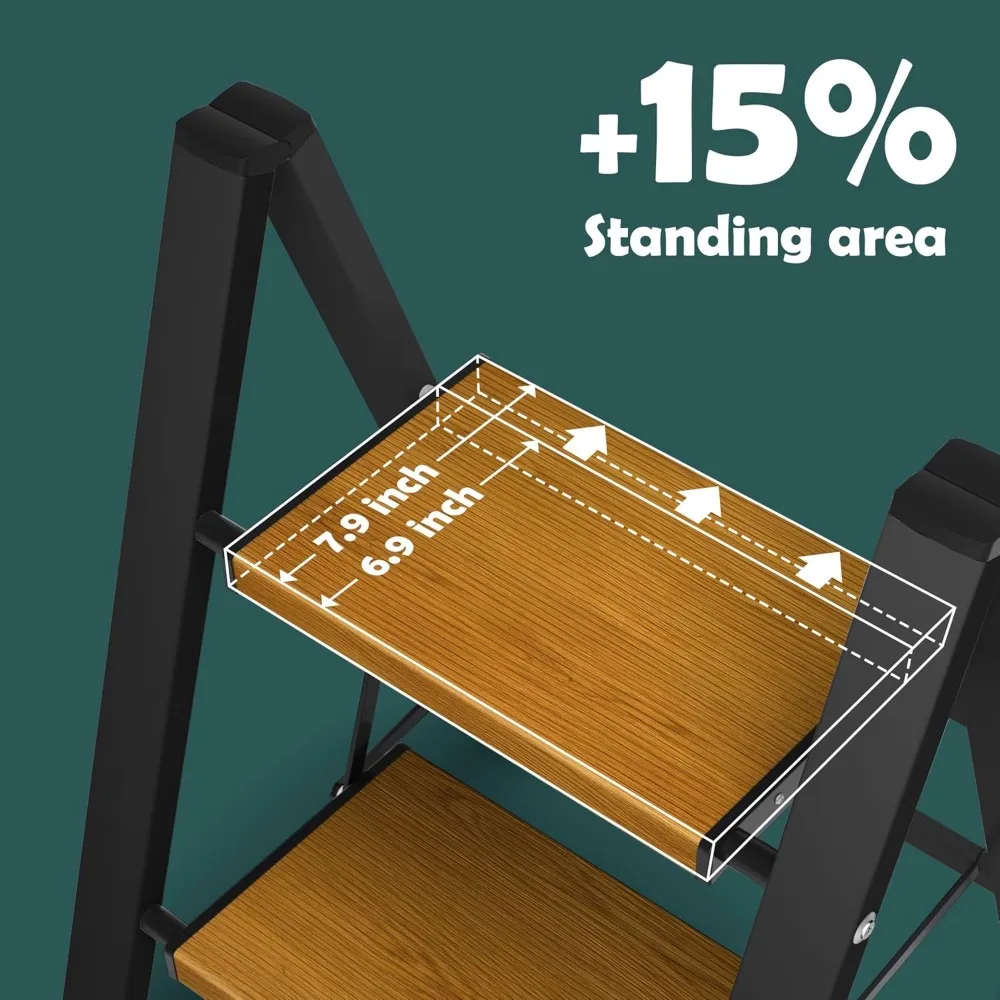 2-traps ladder, aluminium lichtgewicht opvouwbare 2-traps kruk met antislip breed pedaal, 330 lbs capaciteit trapladder voor huis