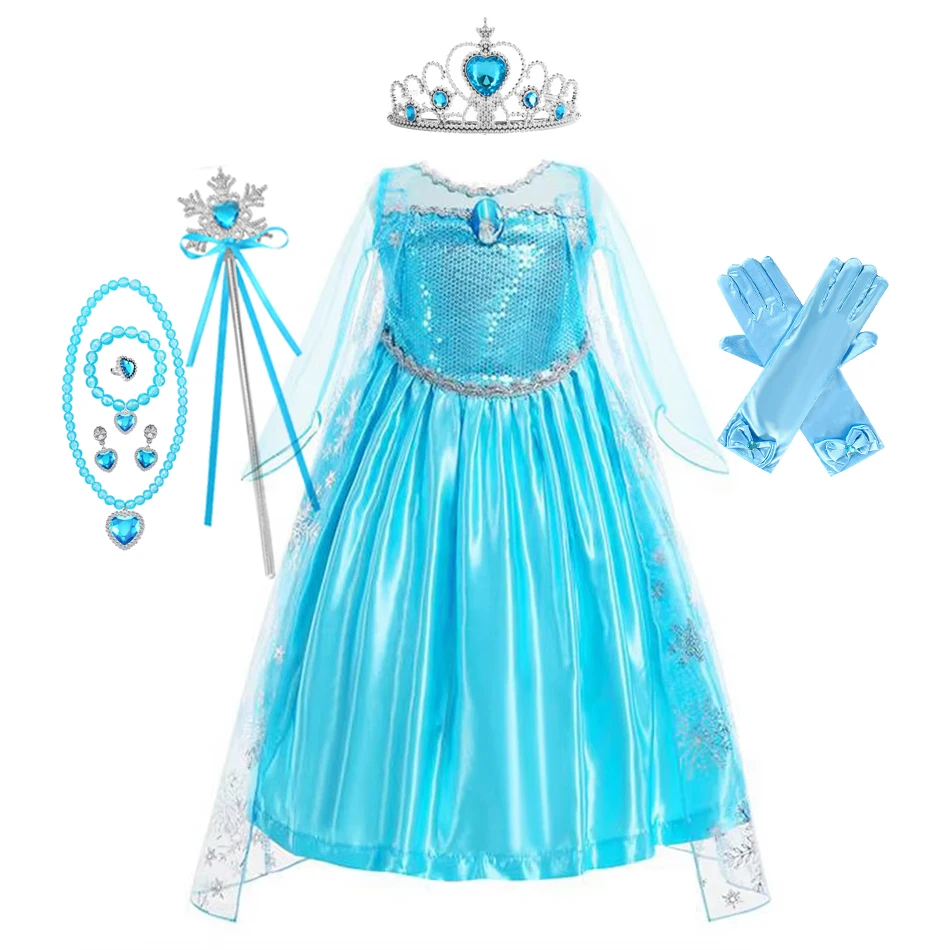 Elsa Dress for Girls Birthday Kids Halloween Carnival Easter Party Dress Up Girls Anna Costume