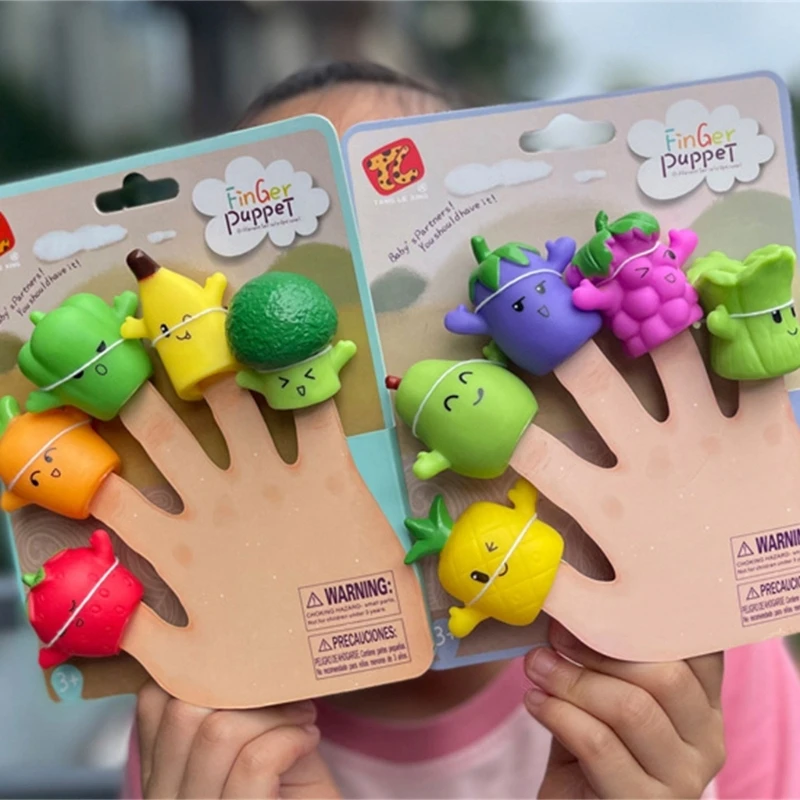 A5YC Bulk 5 Rubber Creature Hand Puppets Pretend Play For Boys Girls Classroom Activity