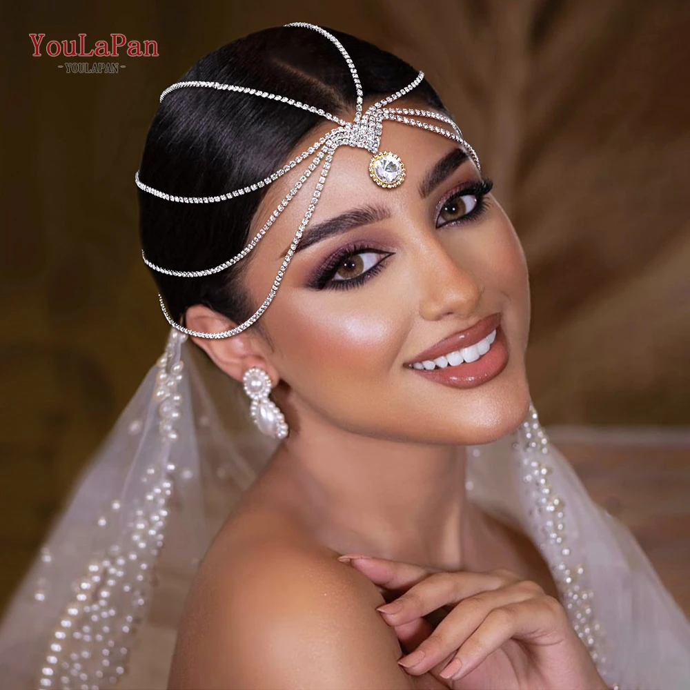 

TOPQUEEN Tassel Wedding Headband Forehead Rhinestone Hair Accessories Handmade Shining Bridal Headwear Fashion Head Band HP779