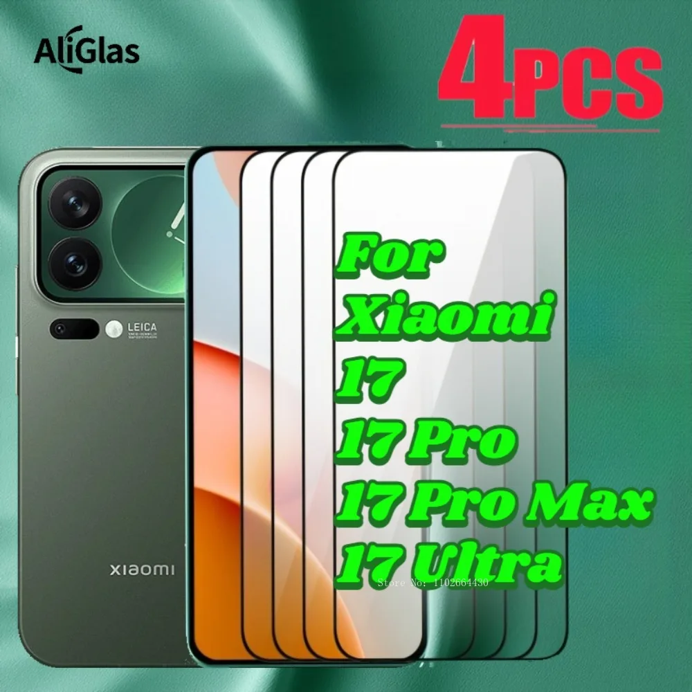 

4 Pcs HD Black Edge Tempered Glass Films for Xiaomi 17 Pro Max 17 Ultra Glossy Ultra Clear Screen Protector For XioamI 17 Series