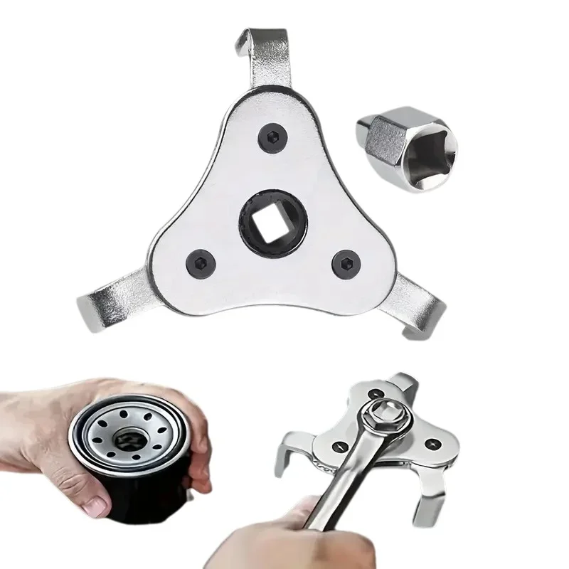 Llave de filtro de aceite ajustable Universal de 2-1/2 pulgadas a 4,5 pulgadas juego de herramientas de llave de filtro de aceite con llave de extracción de desinstalación de 3 mordazas