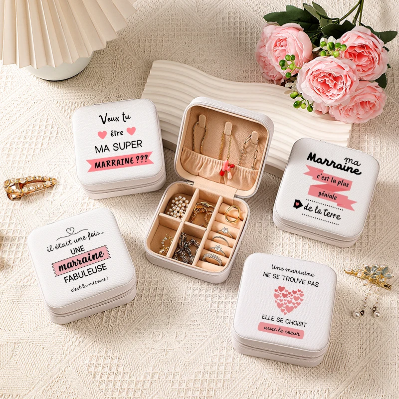 

1 pc Will you be my Super Godmother pattern New Jewelry Organizer Display Travel Jewelry Case Box Travel gift for Godmother