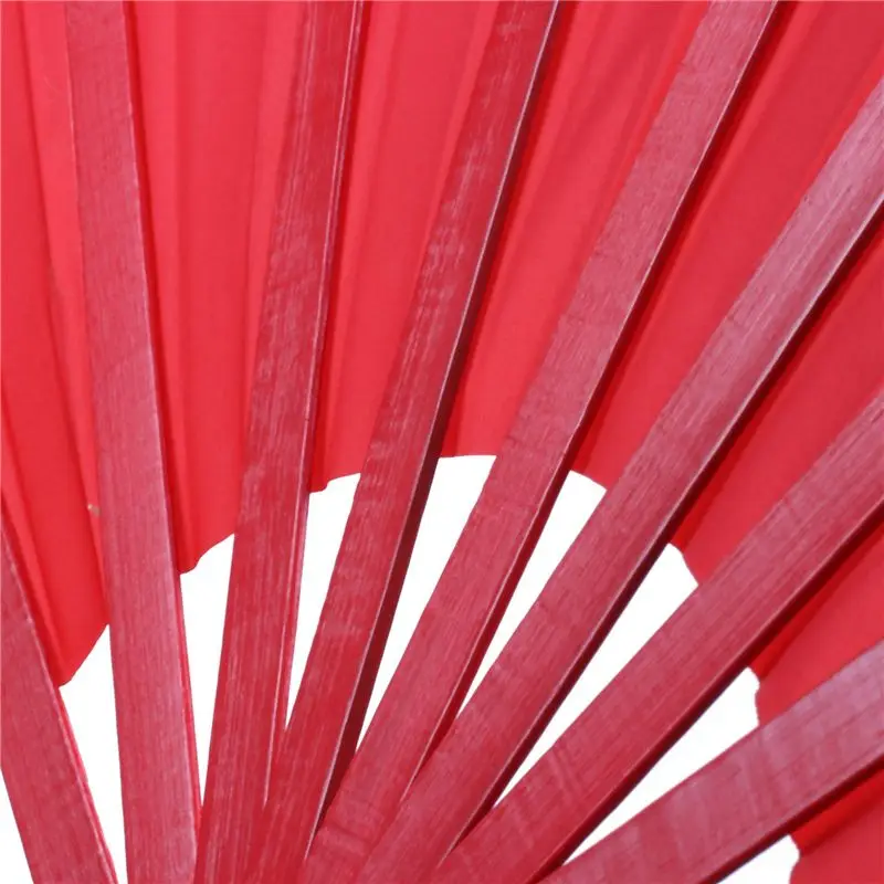 A89E-3X Bamboo Structure Of Kung Fu Tai Chi Wushu Martial Arts Hand Fan Red