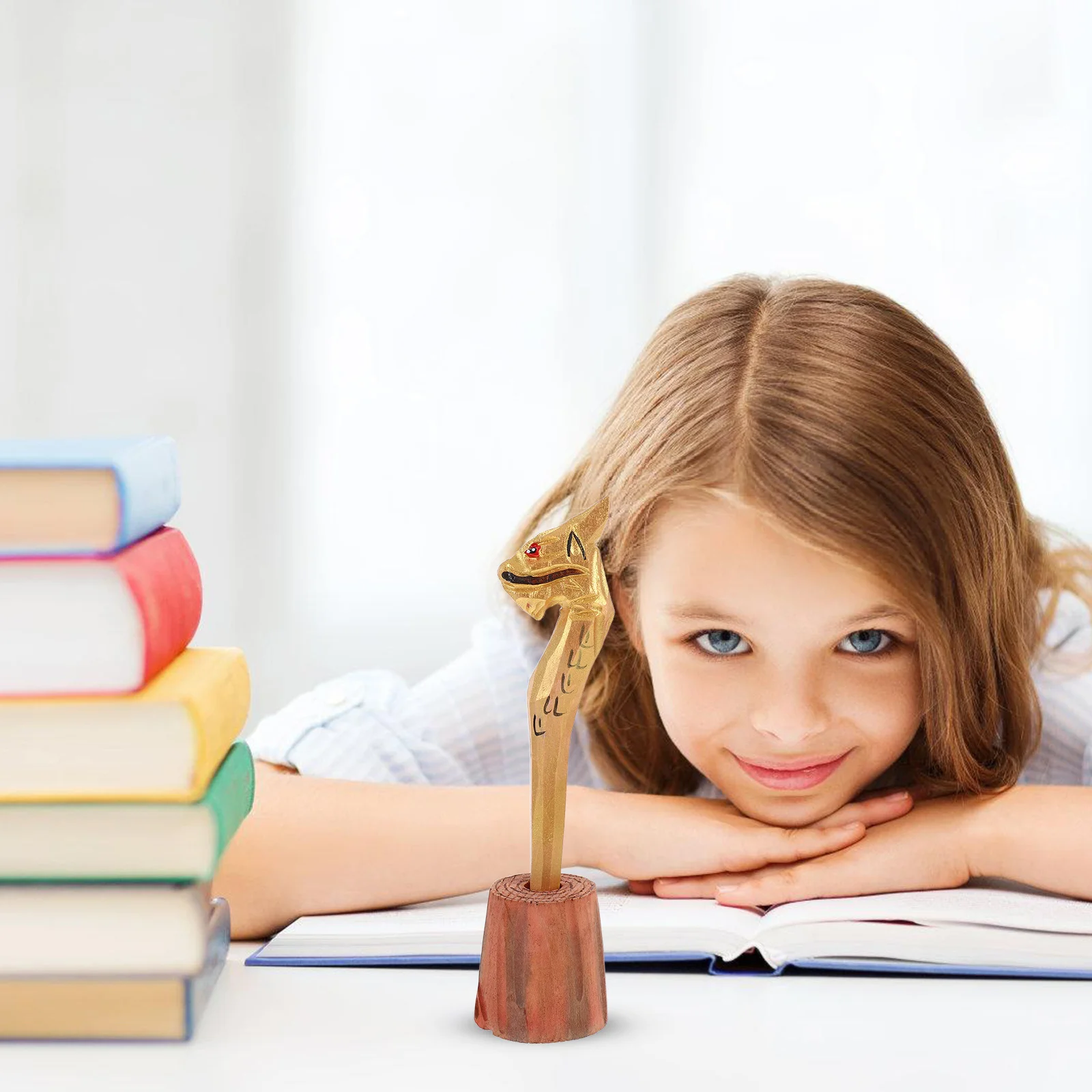 قلم حيوانات خشبي مصنوع يدويًا منحوت للأطفال أقلام جل مستلزمات مكتبية مدرسية أدوات مكتبية إبداعية هدية حقيبة حفلات الحشو #3