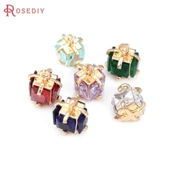 6PCS 10.5x8.5MM High Quality 18K Gold Color Brass and Zircon Cube Charms Pendants Jewelry Making Diy Findings Accessories