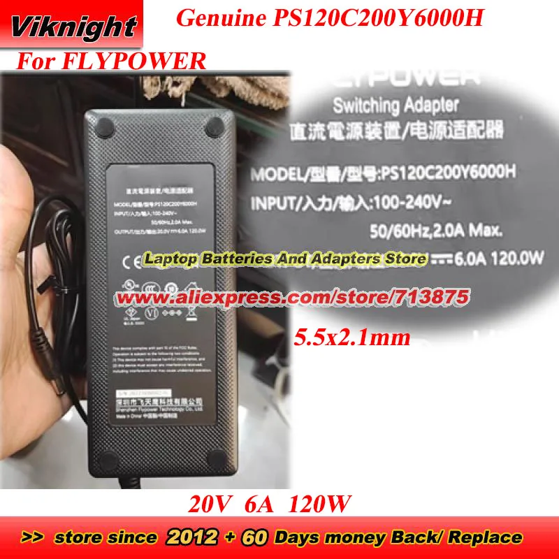 

Оригинальный адаптер переменного тока PS120C200Y6000H 20 В, 6 А, 120 Вт для источника питания FLYPOWER с наконечником 5,5x2,1 мм
