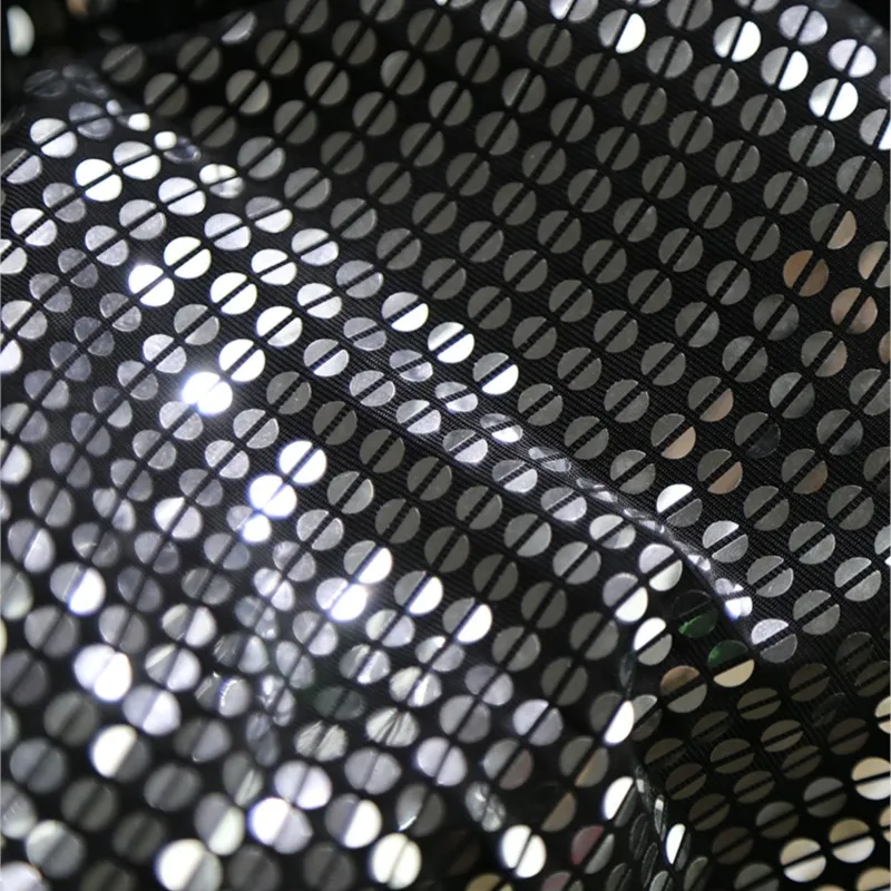 Silver Mirror Sequins Fabric Highlight Reflective Hot Background Performance Dress Designer