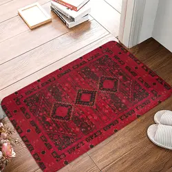 Moroccan Ethnic Foot Mat for Shower Home Decor Red Vintage Bath Mat Quick Drying Bathroom Carpet Waterproof Anti Slip Toilet Pad