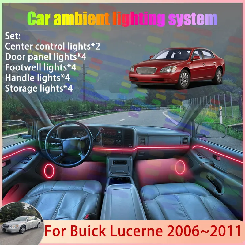 Для Buick Lucerne 2006 ~ 2011 2007 2008 2009 2010 2/24 в 1 автомобильный атмосферный светильник RGB абажур ансамбль стример атмосферный набор