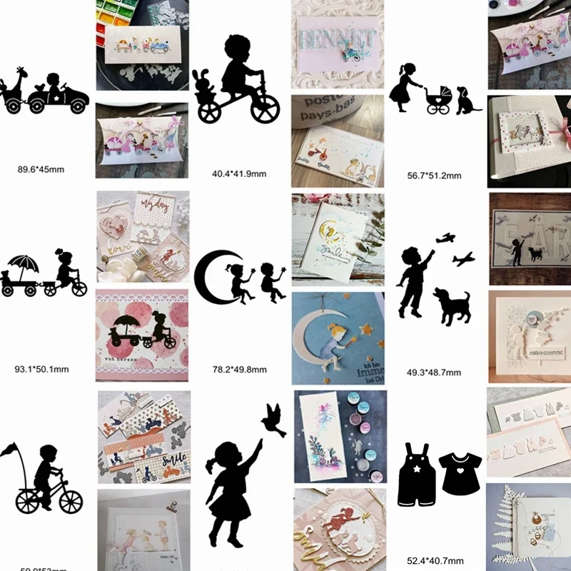 Boys & Girls Car Bike Animals Moon Dog Deer Pigeon Metal Cutting Dies Scrapbook Craft New Stencils DIY Make Cards POP UP Paper