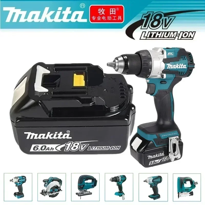 Original Makita 18V 6A Rechargeable Power Tools Battery 18V makita with LED Li-ion Replacement LXT BL1860B BL1860 BL1850 Charger