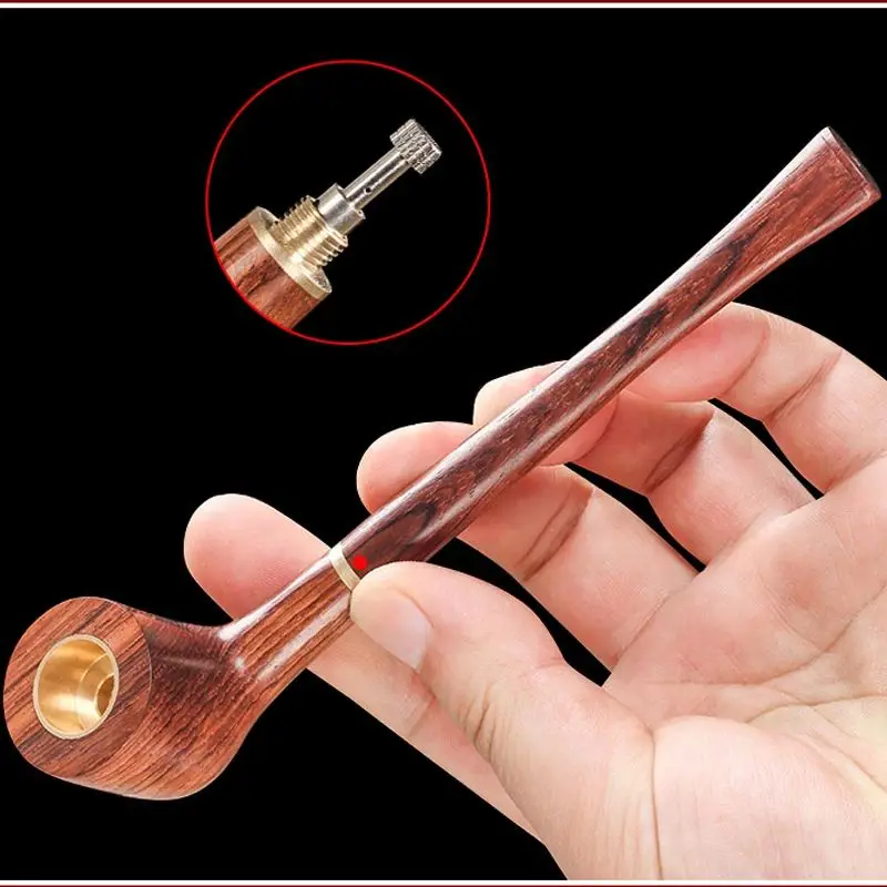 Full Wood Reading Pipe Smoking Hand Tobacco Pipe Long Smoking Pipes Free Type Filtering