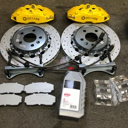 Dicase 4 Pot Caliper Brake Kit with 330x28mm Disc Fit 17inch Rims For Passat Scirocco Tiguan