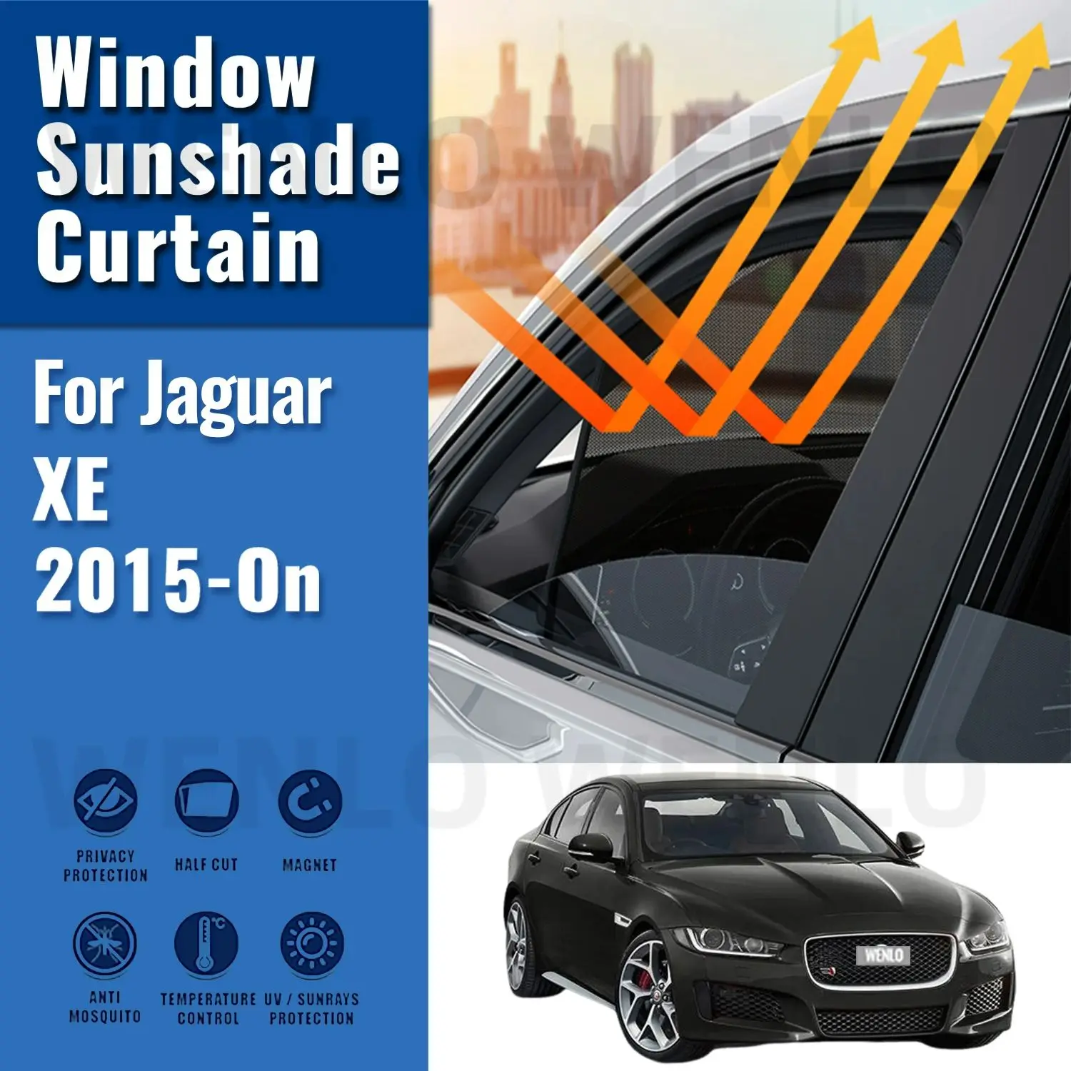 For Jaguar XE 2015-2024 Magnetic Car Sunshade Visor Front Windshield Frame Curtain Baby Rear Side Window Sun Shade Shield