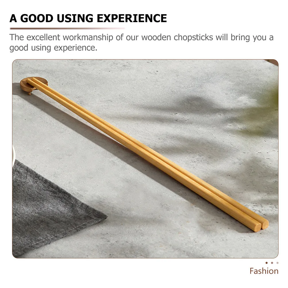 2Pairs Chinese Wooden Cooking Chopsticks Extra Long for Hot Pot Frying Steaming Noodles Barbecue Long Reusable Chopsticks
