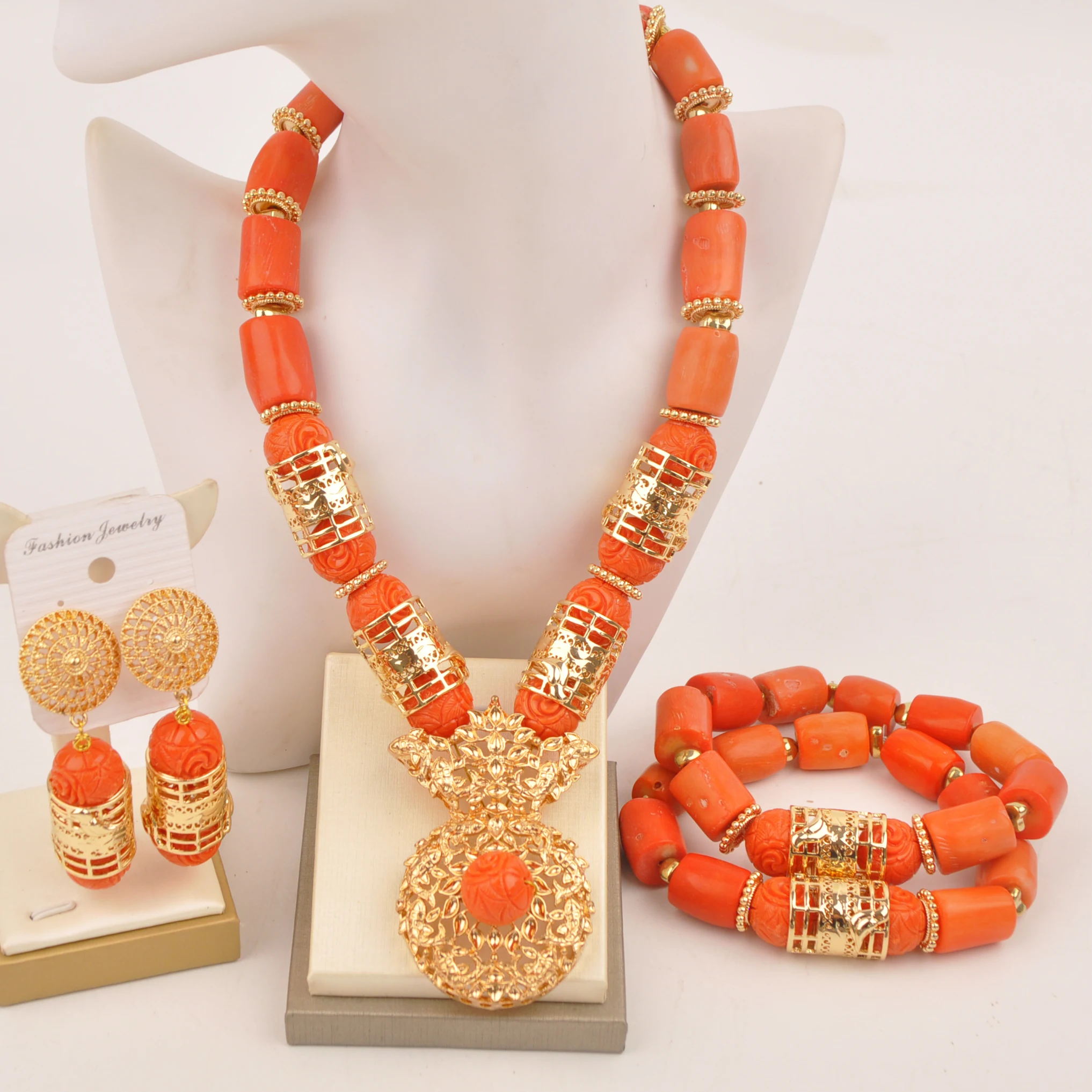 

Orange Coral Beads Jewelry Sets