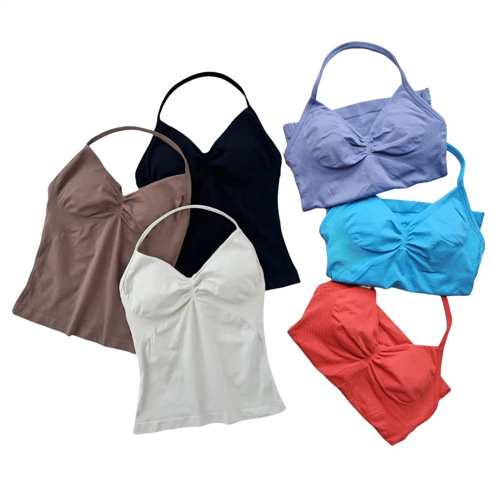 

Женский спортивный жилет для йоги с длинными ремешками и открытой спиной, спортивный бюстгальтер на бретелях со съемными чашками, майка для йоги, тренировочная одежда, топы, спортивный жилет