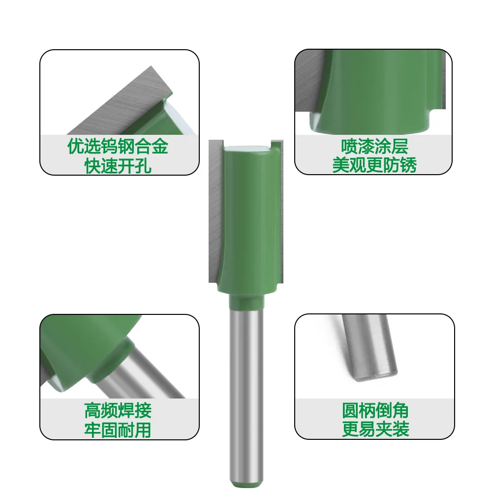 1PC 6MM Shank Milling Cutter Wood Carving Straight Bit  Carbide Single Double Flute Router Bit Wood Cutter Woodworking