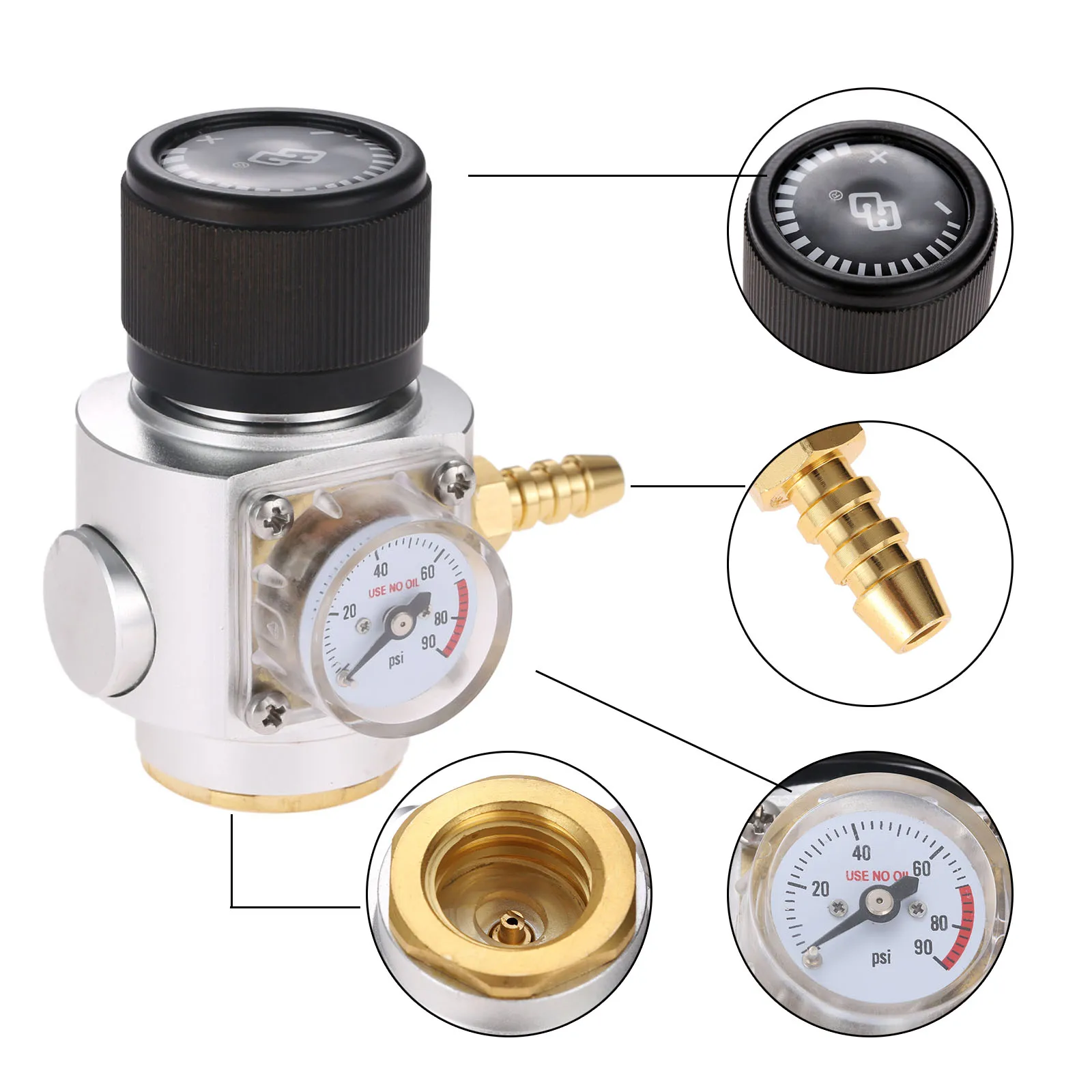 Regulator CO2 Charger TR21*4*8mm Homebrew Beer Keg Constant Pressure Valve fit Soda Bottle T 21*4 No-leaking Connect 8mm Barb