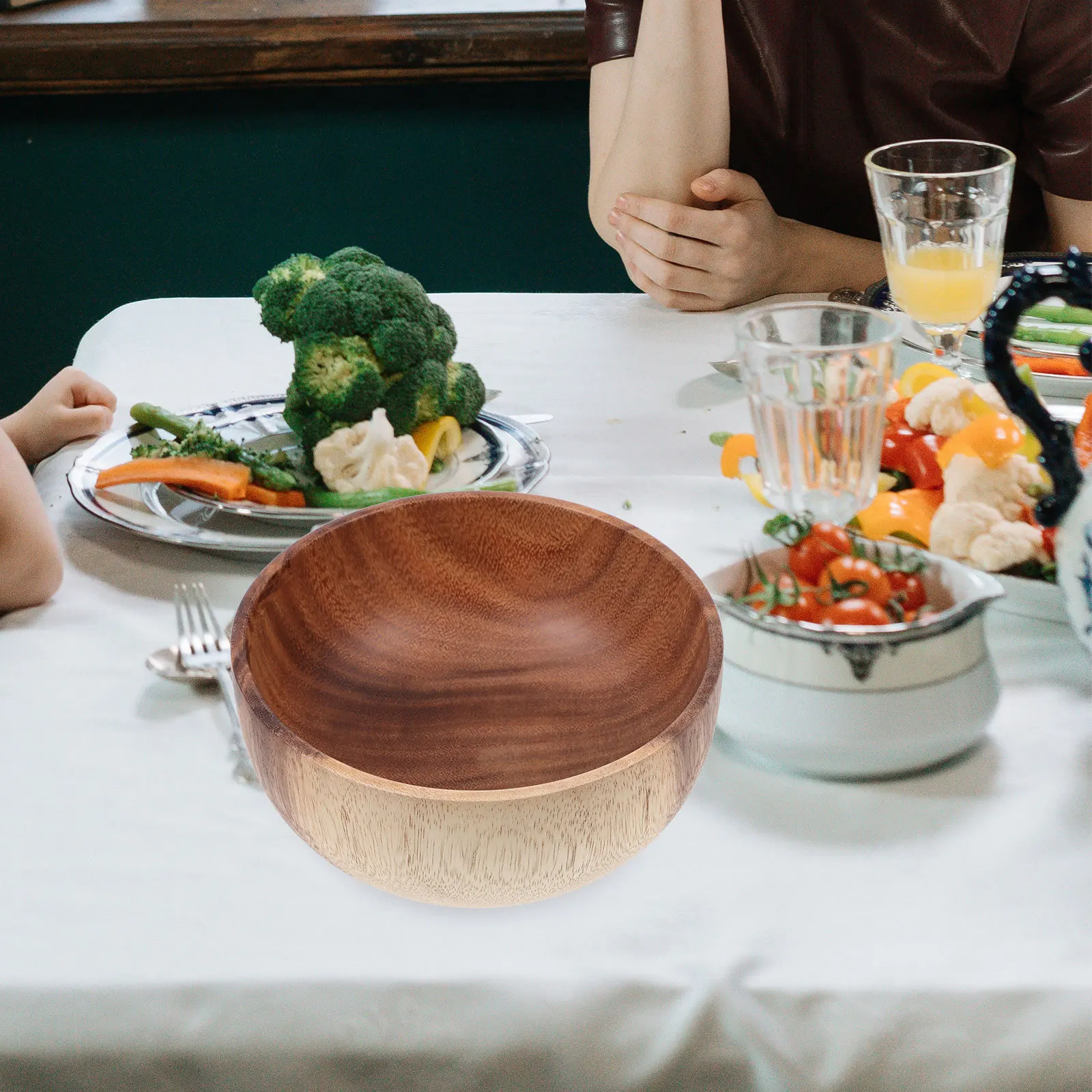 

Acacia Wood Bowl Creative Food Storage Container Salad Bowl Kids Tableware Kitchen Fitting Kitchen Supply