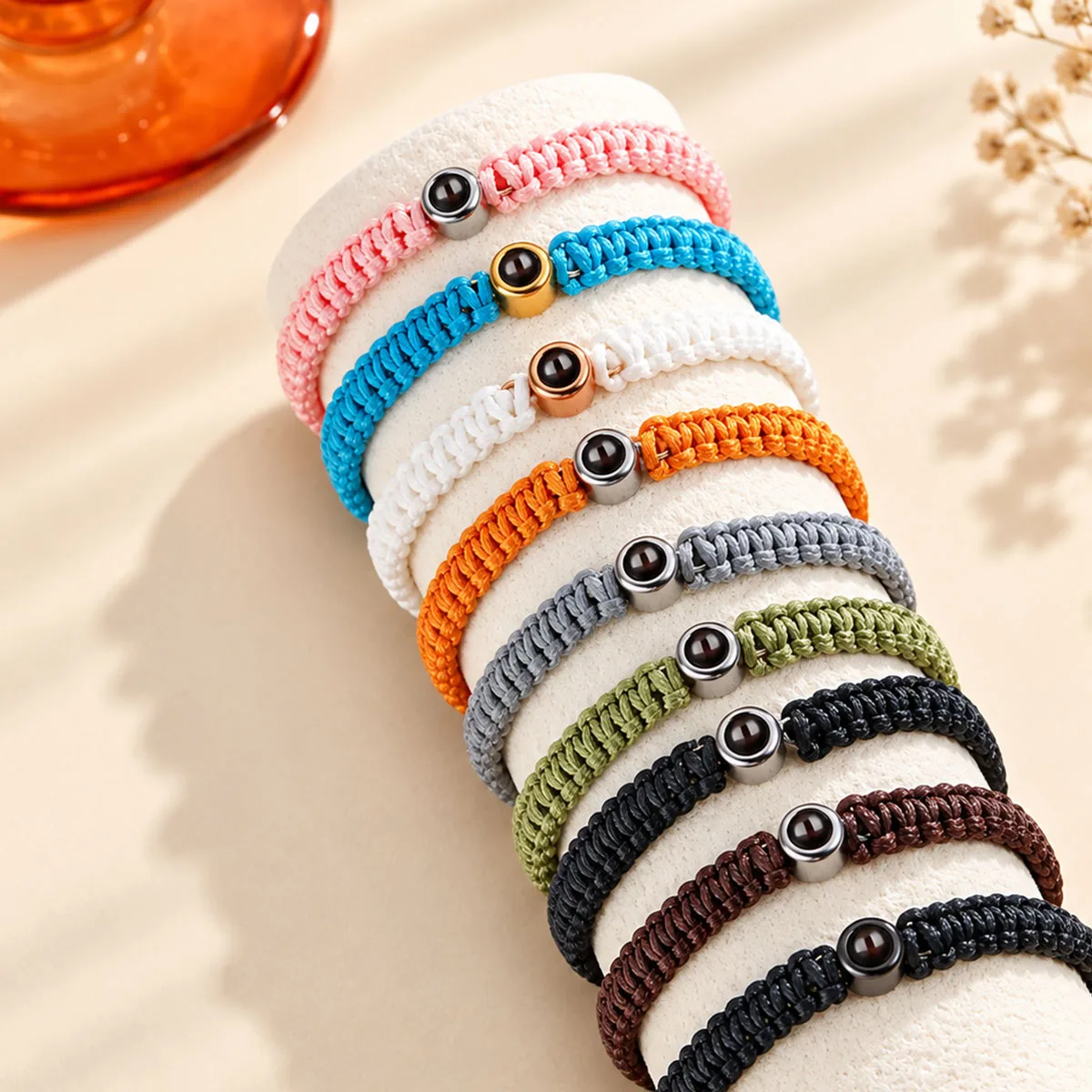 Personalized Picture Woven Rope Projection Women's Bracelet Custom Photo Bracelet Memorial Image Gift for Her