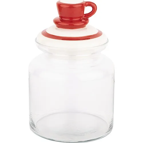 Tantitoni Red Mug Ceramic Jar With Lid 1085 ml