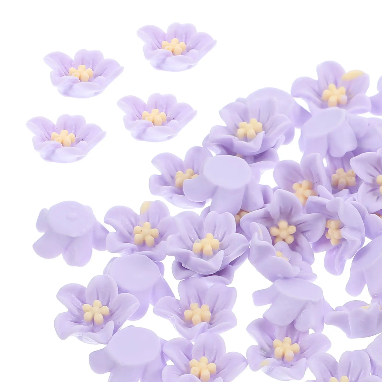 50Pcs Elegant Resin Flower for Phone Shell Accessories DIY Jewelry Making Hairpin Charm Hair Clip DIY Decoration