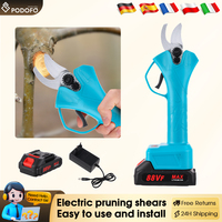 Podofo 21V Cordless Rechargeable Electric Brushless Pruning Shear Scissors Garden Tool With 2 Lithium-Ion Batteries
