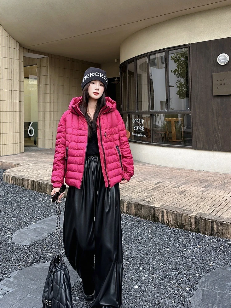 

Candy Colors Down Jacket Winter Hooded Parkas Women Lightweight 90 White Duck Puffer Coat Oversized Loose Warm Overcoat Outwear