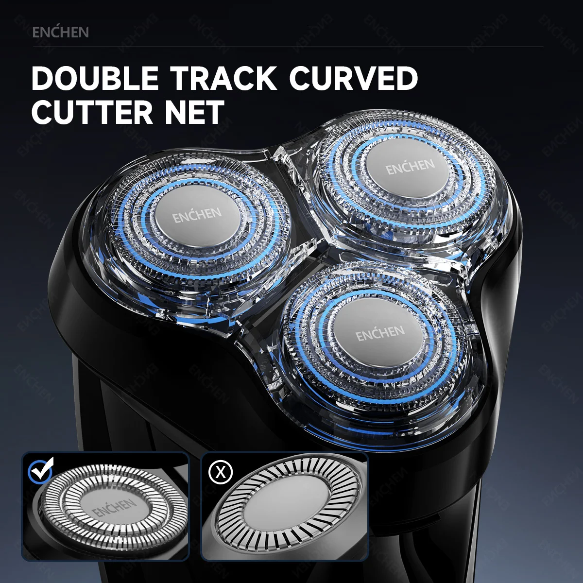 エンチェンBR-3ブラックストーン3オリジナル3Dフローティング防水交換シェーバーブレードヘッド男性用クリーニング用