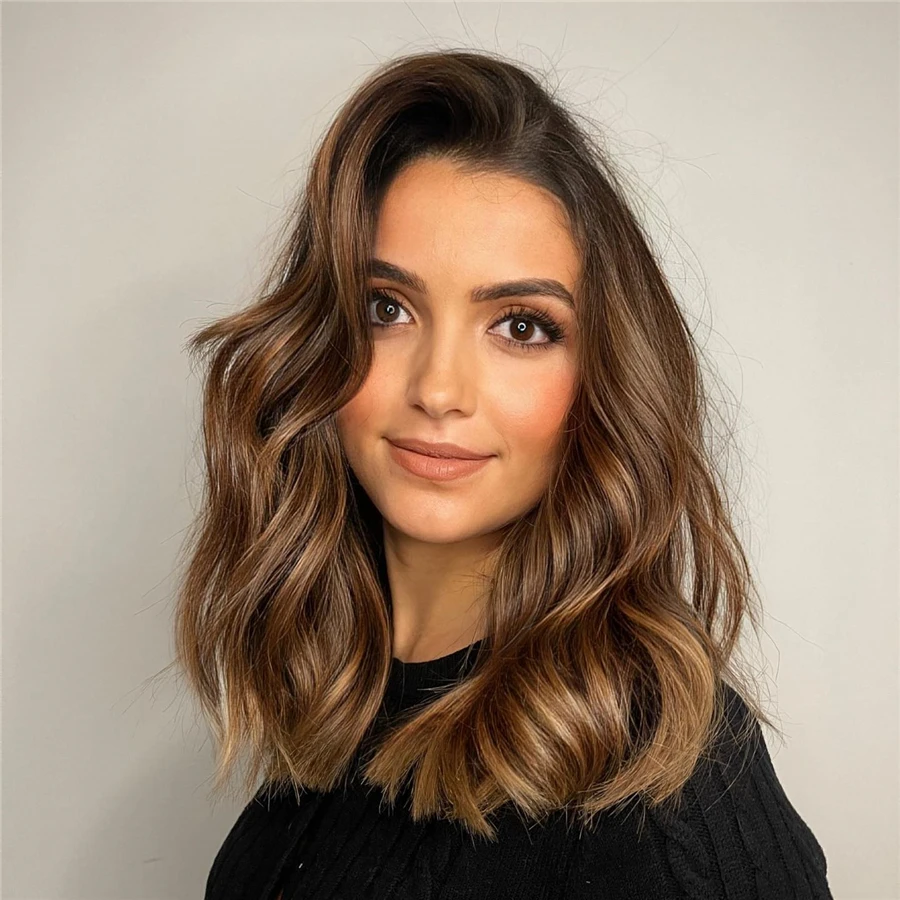 

Высокое качество Ombre Блондинка Коричневый Balayage HD Парик Мягкий натуральный синтетический парик фронта шнурка Объемная волна Натуральные волосы Бесклеевые парики