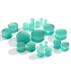 New Arrival Green Color Flesh Stone Ear Plugs and Tunnels Ear Gauges Women Men Double Flesh Flare Ear Stretcher Piercing Oreja
