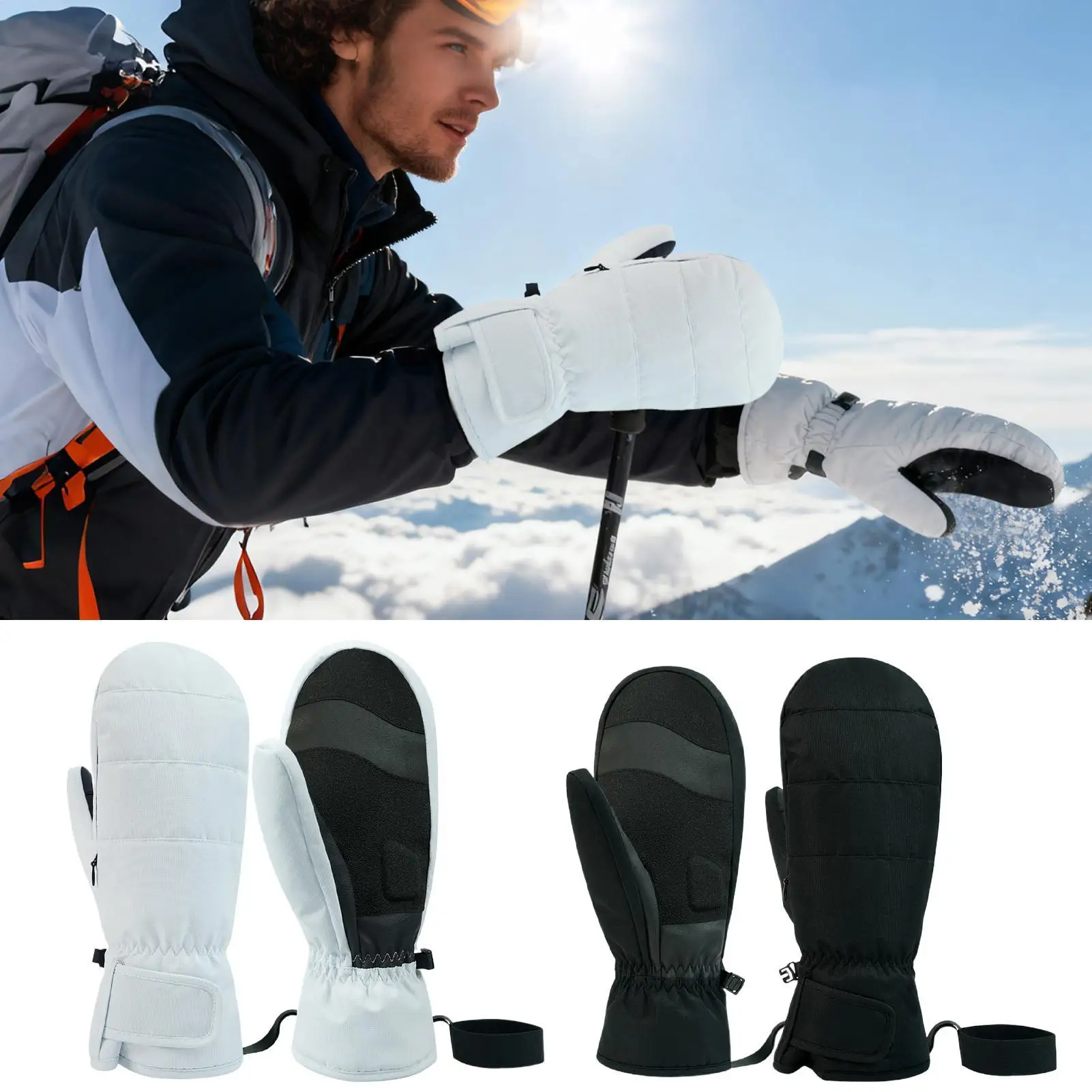 

Ski Gloves Windproof Waterproof Thermal Mittens for Men Women Snowboarding Winter Sports Cold Weather Mountain Activities