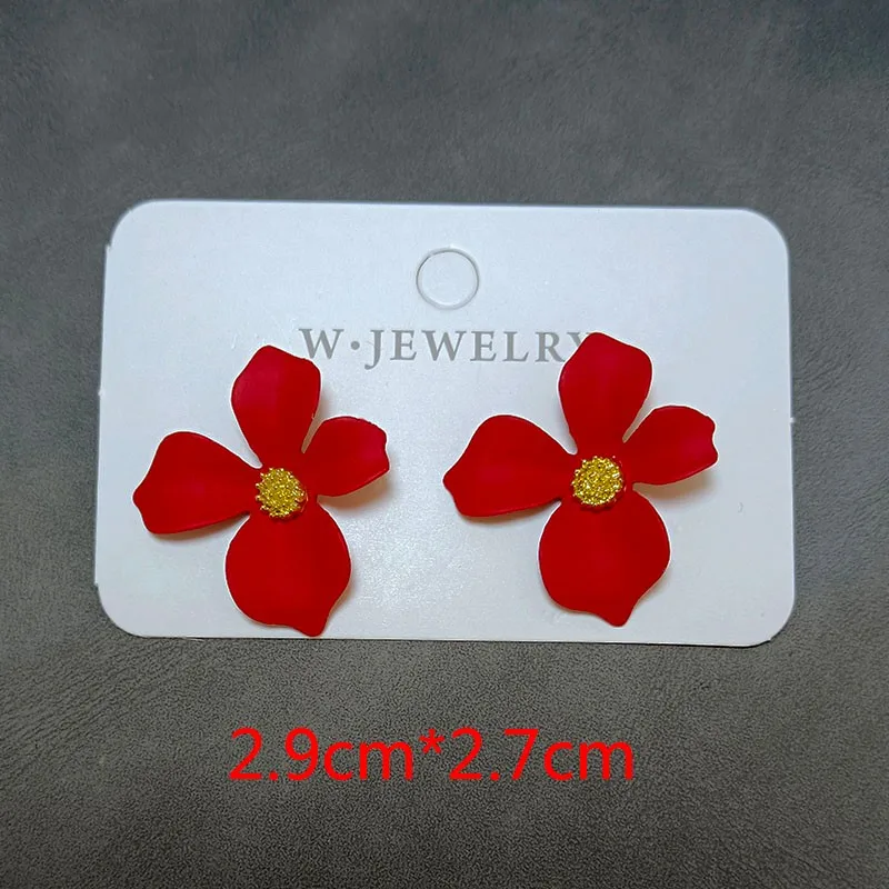 Green White Pink Yellow Black Red Purple Flower Earrings For Women Jewelry Party Office Leisure Travel Stud Earrings Accessories