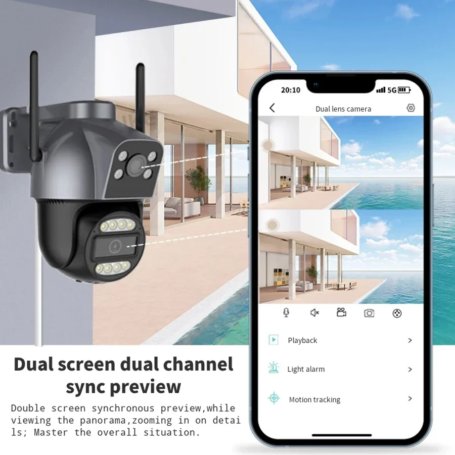 4K 8MP двойной объектив WIFI IP-камера PTZ-камера с автоматическим отслеживанием двусторонняя аудиокамера видеонаблюдения P2P видеонаблюдение iCSee APP