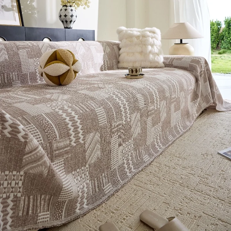Home Sofa Towel Blanket Full Cover Thick Chenille Sofa Cover Cat Resistant One Piece Design Elegant Stitch for 2/3/4 Seater