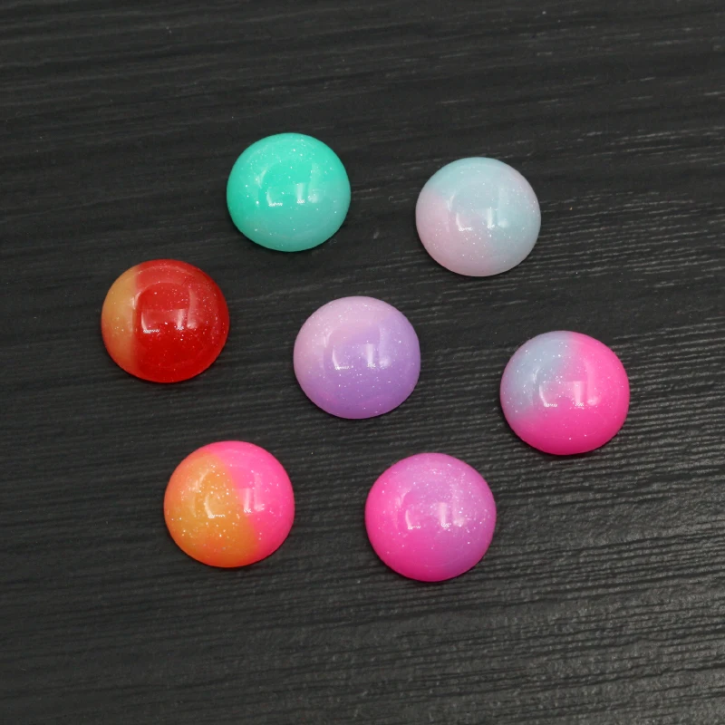 New Fashion 40pcs 12mm Mix Colorful Candy Color Crystal jelly series Flat back Resin Cabochons Cameo