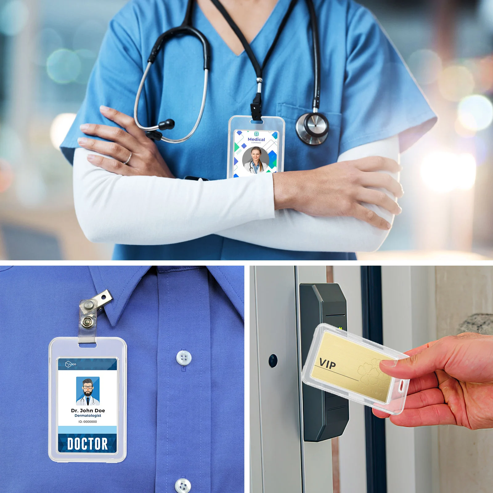 

20Pcs Card Holders for Id Badges Clear Plastic Name Tag Holder Portable Smooth Design for Professional Occasions