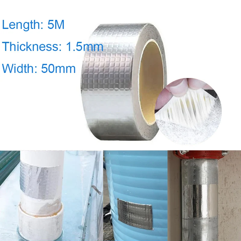 5 m Butylband, wasserdichtes Dichtungsband für Wohnmobil-Reparatur, Fenster, Boot und Rohrdichtung, Glas und EDPM-Gummi-Dachflicken, 1,5 mm dick