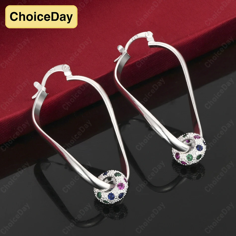 

ChoiceDay 925 Sterling Silver 45mm Delicate Zirconia Beaded Earrings Women Gift Jewelry Accessories Party