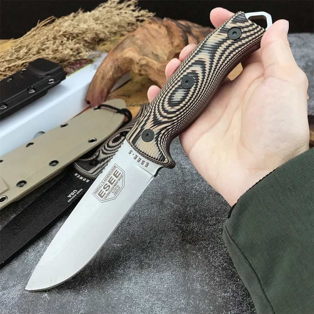 

НОВЫЙ тактический нож ESEE-5 с фиксированным клинком, лезвие D2, рукоять G10, для повседневного ношения, активного отдыха, кемпинга, охоты, выживания, с ножнами