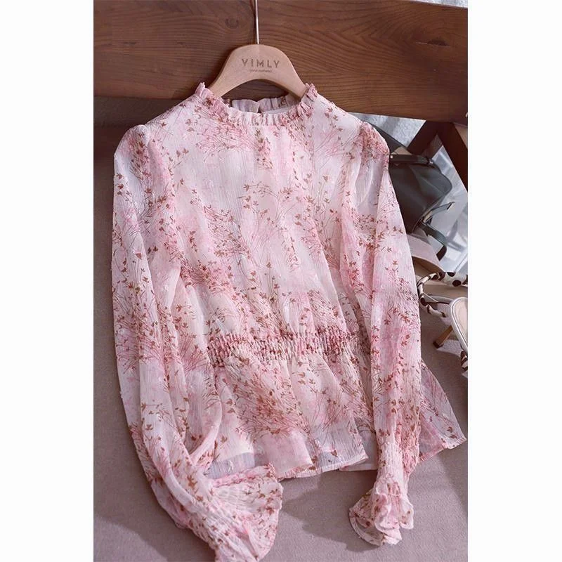 Women's New Stitched Pullover Round Neck Printed Fashion Loose Versatile Casual Long Sleeve Shirts