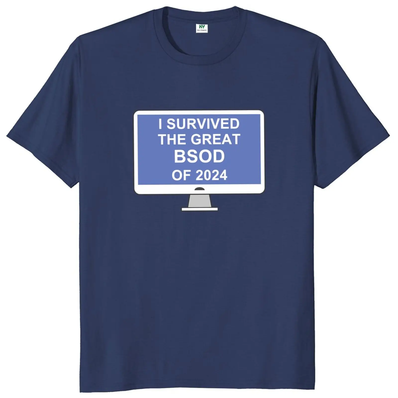 I Survived The Windows BSOD 2024 T-shirt Funny Geek Nerds Gift  Short Sleeve 100% Cotton Soft Summer T Shirts EU Size