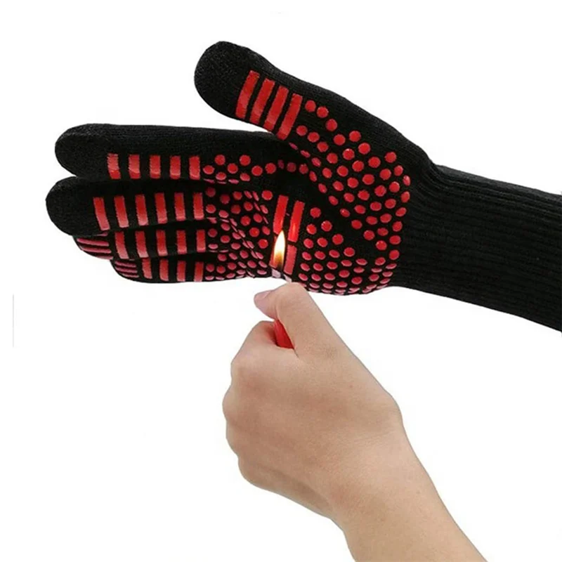 BBQ Gloves 800 Degrees Fireproof Anti Heat Insulation Glove Microwave Oven High Temperature Resistance Gloves for Kitchen Cook