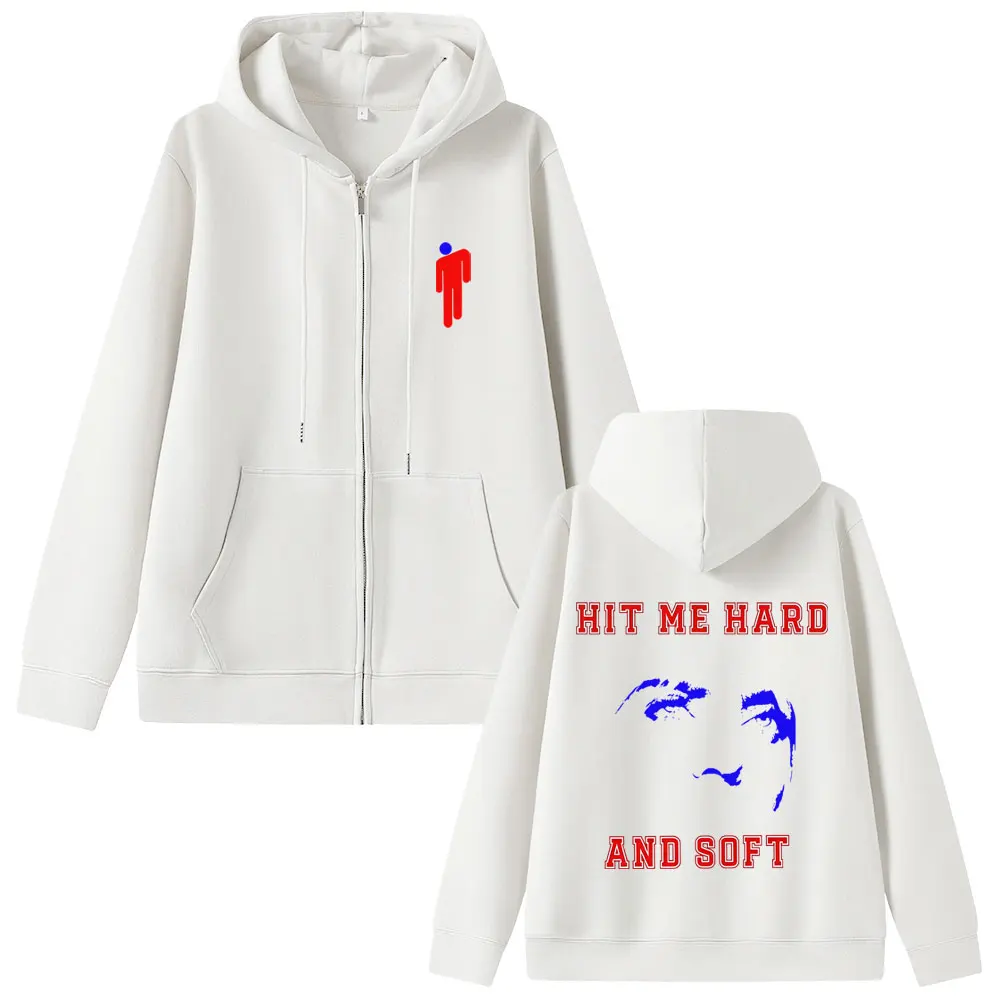 

Hit Me Hard and Soft Eyes Zipper Hoodie Men Women Casual Cotton Vintage Zip Up Jacket Unisex Fashion Pop Music Zip Up Sweatshirt