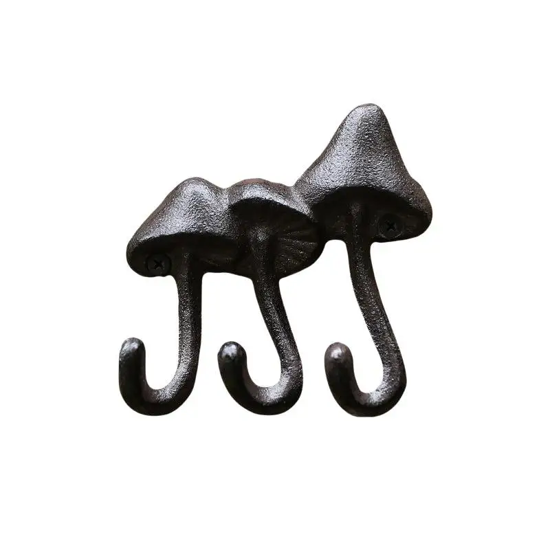 Cast Iron Mushroom Shaped Wall Hooks Rustic Vintage Heavy Duty For Outdoor Garden Patio Storage