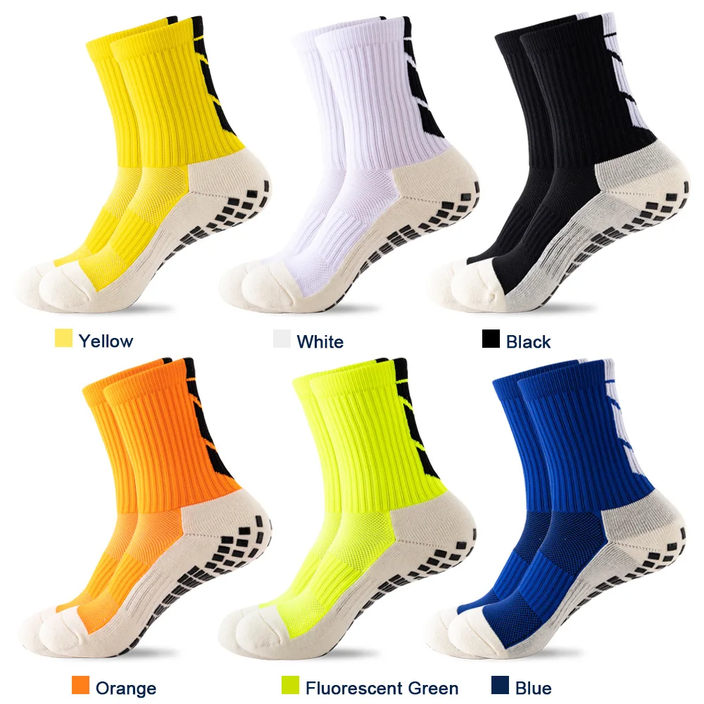 5 Pairs Non-slip Soccer Socks Men Silicone Bottom Football Socks Mid Calf Cycling Sports Sock Tennis Volleyball Badminton Socks