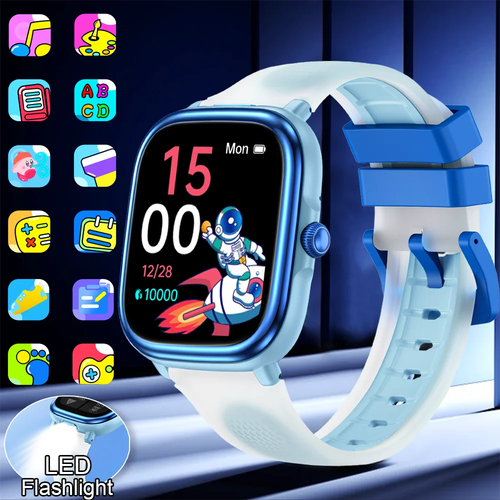 

2026 New Kids Study Smart Watch Puzzle Game Sleep Monitor 1.83" Display Alarm Clock Flashlight Children Smartwatch Boy Girl Gift