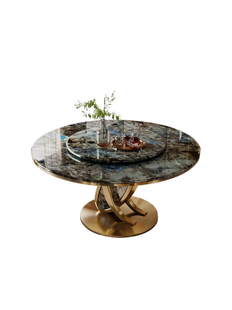 

Light luxury marble round dining table supercrystalline stone microcrystalline stone household light luxury high-end luxury